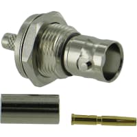 Amphenol RF connector, rf coaxial, bnc bulkhead jack, isolated, crimp, 50 ohm, for rg223, 142, 400