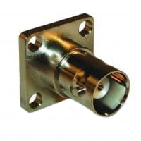 Amphenol RF connector, rf coaxial, bnc panel jack, 4-hole flange, solder pot terminal, 75 ohm