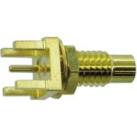 Amphenol RF connector, rf coaxial, smc str blkhd recept jack, pcb term, 4 legs, center contact