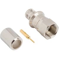 Amphenol RF connector, rf coaxial, f straight plug, crimp/crimp, for rg6, belden 1695a, 75 ohm