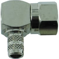 Amphenol RF connector, rf coaxial, f rt angle plug, crimp/solder, for rg59, 62 cable, 75 ohm