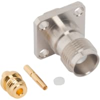 Amphenol RF Conn; RF; TNC Straight Solder Jack for .085 Semi-Rigid 50 Ohm 4-Hole Flange