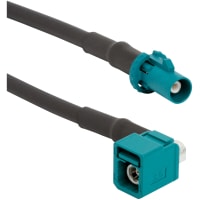 Amphenol RF Cable, FAKRA Straight Plug to FAKRA Right Angle Jack on RG-58 Cable, 12 inches