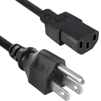 Qualtek Electronics Corp. Cord, Power, 5-15P Plug, C13, 3 Cond SJT Cbl, 76 in., 16 AWG, Black, +60degc Temp