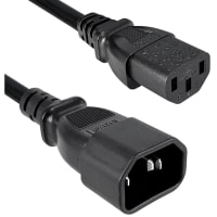 Qualtek Electronics Corp. Cord, Power, C14 Plug, C13, 3 Cond SJT/H05VV-F Cbl, 2.5m, 1mm, Black, +105degc Temp