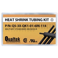 Qualtek Electronics Corp. Tubing, Heat Shrink Kit, Dual Wall, Adhesive Lined, (3:1), Blk, 6", 114 Pieces