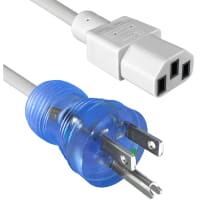 Qualtek Electronics Corp. Cord, Power, 5-15P Plug, C13, 3 Cond SJT Cbl, 10ft., 18 AWG, Gray, +60degc Temp