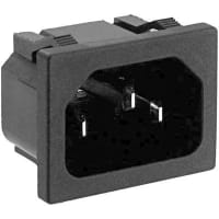 Qualtek Electronics Corp. IEC Plug, 2 Pole, 15 A/250 VAC, Snap-In, QC Tabs Terminal, 701W Series