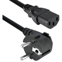 Qualtek Electronics Corp. Cord, Power, Cont. European CEE 7, Right Angle, C13, 3 Cond H05VV-F Cbl, 2.5m, 1mm