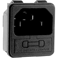 Qualtek Electronics Corp. IEC Plug, 10 A/250 VAC, QC Tab Terminal, Snap-In Mount, 723W Series