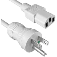 Qualtek Electronics Corp. Cord, Power, 5-15P Plug, C13, 3 Cond SJT Cbl, 8ft., 18 AWG, Gray, +60degc Temp