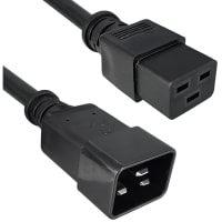 Qualtek Electronics Corp. Cord, Power, C20, C19, 3 Cond SJT Cbl, 910 in., 14 AWG, Black, +60degc Temp