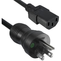 Qualtek Electronics Corp. Power Cord, HG, NEMA 5-15P to IEC 320-C13SJT, 3 Conductor, 13A, 125VAC, Blk, 10Ft