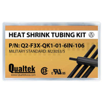 Qualtek Electronics Corp. Kit, Heat Shrink Tubing, Flame Retardant, Blk Polyolefin, 6" L, 3:1 Shrink Ratio