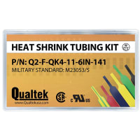 Qualtek Electronics Corp. Kit, Heat Shrink Tubing, Flame Retardant, Polyolefin, 6" L, 2:1 Shrink Ratio