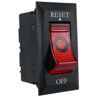 Qualtek Electronics Corp. Circuit Breaker Rocker 1 Pole Illuminated Red Actuator 15A 125VAC Panel Mount