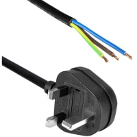 Qualtek Electronics Corp. Cord, Power, UK BS1363A W/13 A Fuse, Right Angle, Stripped End, 3 Cond H05VV-F Cbl