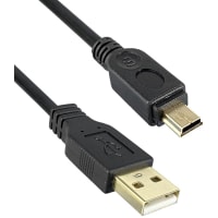 Qualtek Electronics Corp. USB A male to USB mini B male, Black, 24/26 AWG 16ft