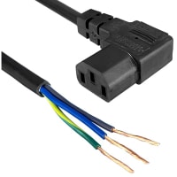 Qualtek Electronics Corp. Power Cord, 3 Cond, IEC 320-C13 to Leads, Black, SJT, 6.56', 18AWG