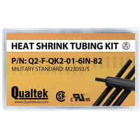 Qualtek Electronics Corp. Kit, Heat Shrink Tubing, Flame Retardant, Blk Polyolefin, 6" L, 2:1 Shrink Ratio