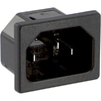 Qualtek Electronics Corp. IEC Plug, 2 Pole, 15 A/250 VAC, QC Tabs Terminal, Snap-In, 701W Series