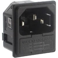 Qualtek Electronics Corp. Power Entry Module, Unfiltered, M 3 Position, 250VAC, 10A Fuse ST 1 Port