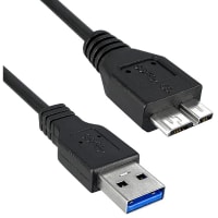 Qualtek Electronics Corp. USB 3.0 A male to micro B male, Black, 30/30/24 AWG 3 meters