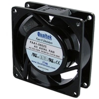 Qualtek Electronics Corp. AC Fan, 115V, 80x80x25mm, 17/21CFM, 9/7W, 21.2/27.8dBA, 2800RPM, Terminals