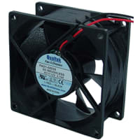 Qualtek Electronics Corp. DC Fan, 12V, 80x80x38mm, 53.311CFM, 3.12W, 39.9dBA, 3500RPM, Wire Leads