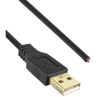 Qualtek Electronics Corp. USB A male to blunt cut, black 24/26 AWG 16ft