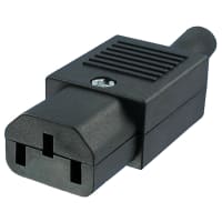 Qualtek Electronics Corp. IEC Socket, 10 A/250 VAC, 18 AWG, Screw Terminal, Cable Mount, 704 Series