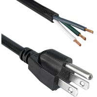 Qualtek Electronics Corp. Power Cord, Male Pin to Leads, 3 Conductor, VCTF, Unshielded, 12A, 125VAC, 8.2Ft