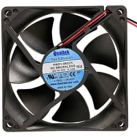 Qualtek Electronics Corp. AC Fan, Axial Dual Ball 40.7cfm 29.2dBA, 12V 92 x 25 mm FAD1-09225 Series