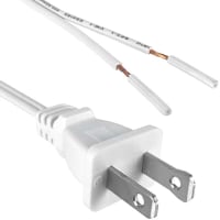 Qualtek Electronics Corp. Power Cord, 2 Cond, NEMA1-15P to IEC 320 C7, White, SPT-2, 6', 18AWG