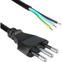 Qualtek Electronics Corp. Power Cord, 3 Cond, CEI 23-50 to Wire Leads, Black, H05VV-F, 5.90'