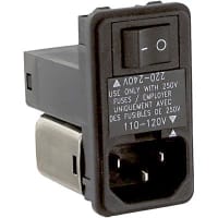 Qualtek Electronics Corp. PwrEntryMod, Filter/Fuse/Switch, Female, EMI, IEC, Panel, Rear, 115/250VAC, 6A, 1.05mH