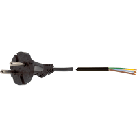 Qualtek Electronics Corp. Cord, Power, Cont. Europe Plug, Stripped End, 2 Cond H03VVH2-F Cbl, 2.5m, 0.75mm