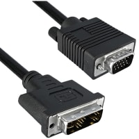 Qualtek Electronics Corp. Cable;DVI;D-Sub 15 Pos Male HD to DVI-A Male;Black Round Cable;3';Shielded