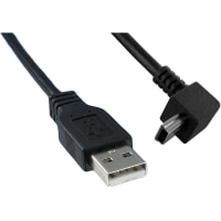 Qualtek Electronics Corp. Cable;USB 2.0 A Male to USB 2.0 Mini B Male;Up Angled;6 FT;480Mbps;Black