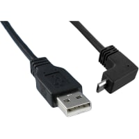 Qualtek Electronics Corp. Cable;USB 2.0 A Male to USB 2.0 Micro B Male;Up Angled;3 FT;480Mbps;Black