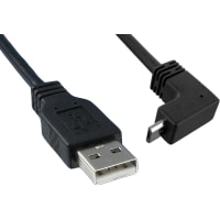 Qualtek Electronics Corp. Cable;USB 2.0 A Male to USB 2.0 Micro B Male;Up Angled;10 FT;480Mbps;Black