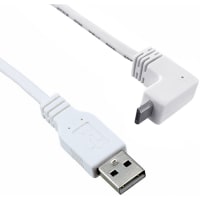 Qualtek Electronics Corp. Cable;USB 2.0 A Male to USB 2.0 Micro B Male;Up Angled;3 FT;480Mbps;White