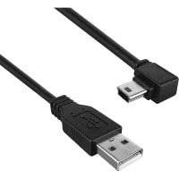 Qualtek Electronics Corp. Cable;USB 2.0;A Male to USB 2.0 Mini B Male;Left Angled;3FT;480Mbps;Black