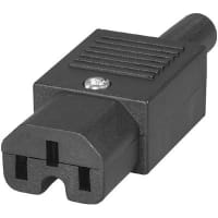 Qualtek Electronics Corp. Plug Assembly, Female Rewireable Plug, C15, 18 AWG, Nylon Jkt, UL, CSA, VDE Stds