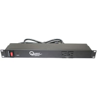 Quest Manufacturing PDU, 19 In. Horiz., 1RMS, 2 Front/8 Rear AC outlets w/6 Ft. Cord., Metal