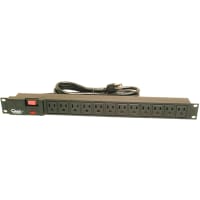 Quest Manufacturing PDU, 19 In. Horiz., 1RMU, 12 Front AC Outlets w/6Ft. Cord, Plastic, EMI