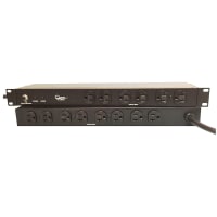 Quest Manufacturing Outlet Strip;Metal;EMI/Surge;PDU;19";1RU;6 Front/8 Rear;20A Outlets;6FT Cord