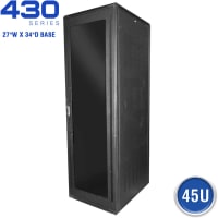 Quest Manufacturing Rack, Cabinet, Assembled, Complete, 19 in, 45U/78.75 in, Black, 88x27x34 in, 430 Series