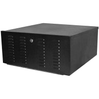 Quest Manufacturing Rack, Cabinet, Desktop, 19 In, 1U/1.75 In, Black, 9x20.5x21.5In, Fan, Lock, Steel Door