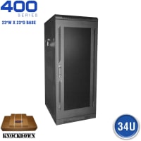 Quest Manufacturing Floor Enclosure Server Cabinet, Acrylic Door, 34U, 5' x 23"W x 23"D, Black